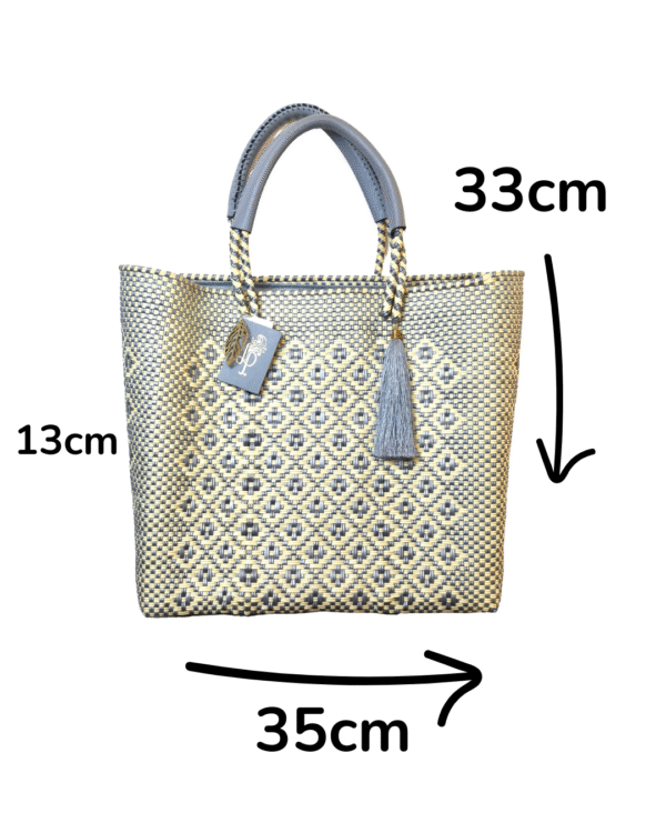 Frida Medium Artisan Bag – Gray & Beige Handwoven Mexican Bag