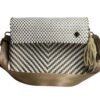 Cross Body Dorada con Blanco a Rayas