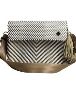 Cross Body Dorada con Blanco a Rayas