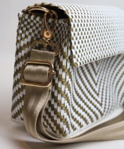 Alternative view of Cross Body Dorada con Blanco a Rayas