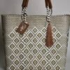 Frida Mediana Artisan Bag – White & Gold Handwoven Mexican Bag