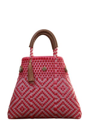 Cartera naranja con blanco y rosa