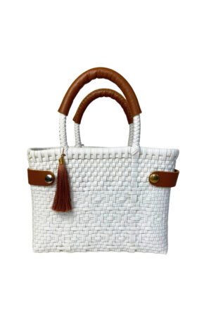 Cartera naranja con blanco y rosa