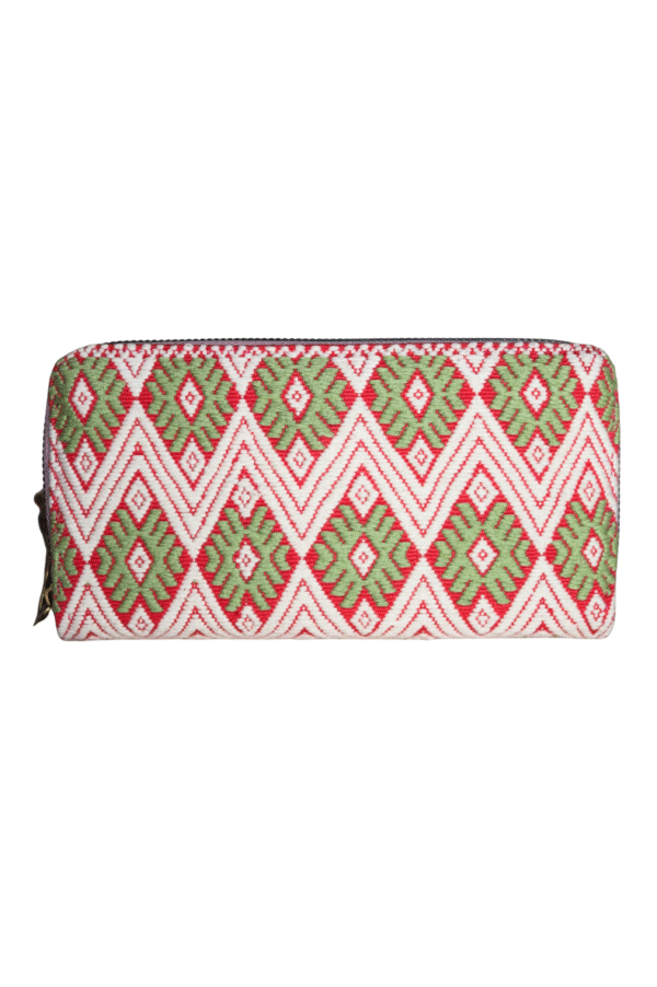 Cartera  verde y blanco rombos