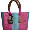 Mini Frida Artisan Bag – Pink & Aqua Blue Handwoven Mexican Bag