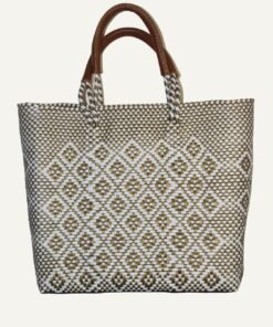 Alternative view of Frida Mediana Artisan Bag – White & Gold Handwoven Mexican Bag