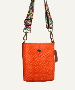 Handmade crossbody bag crafted from high-quality recycled plastic.